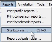 Choose Site Express... from the Reports menu