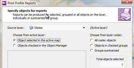 Specify the 'object set' for the reports