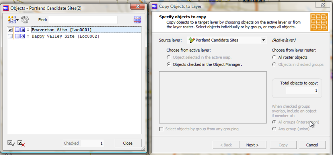 Another option of Copy Objects, using the Object manager