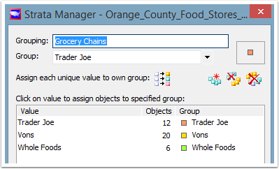 Rename the grouping from "Name" to "Grocery chain" to make sense in the legend