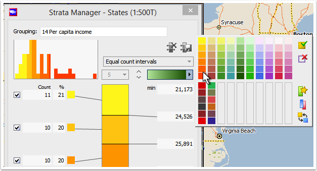 Click the color ramp dropdown to choose a different color range