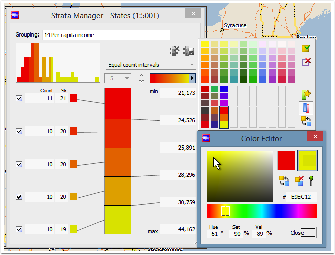 Notice the Strata manager color well only shows one ramp while you are editing