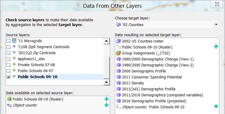 Data from other layers (Schools as source layer)