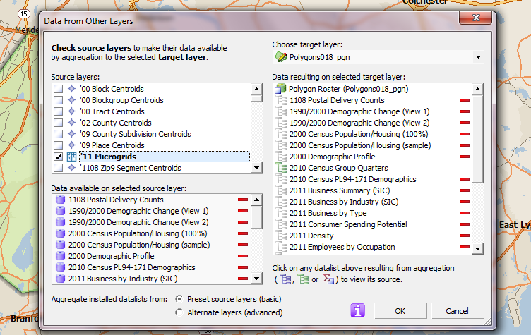 Data from other layers (MicroGrids as source layer)