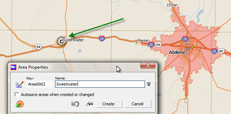 Area Properties after clicking on Sweetwater