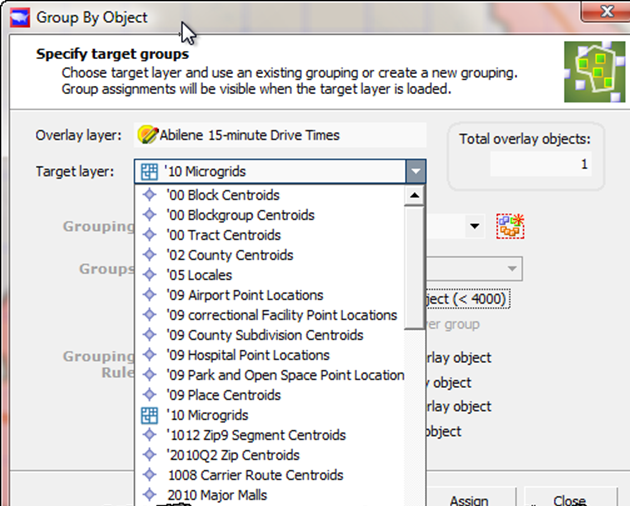 Group by Object: Specify target groups.