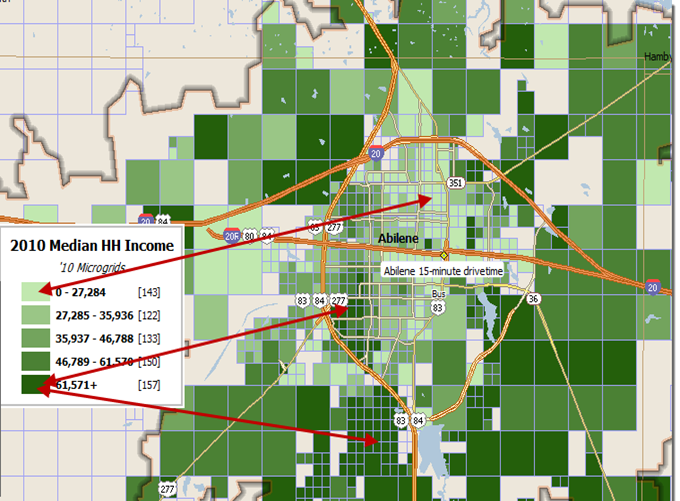 Classify by Value -- arrows show MicroGrids depicted in legend