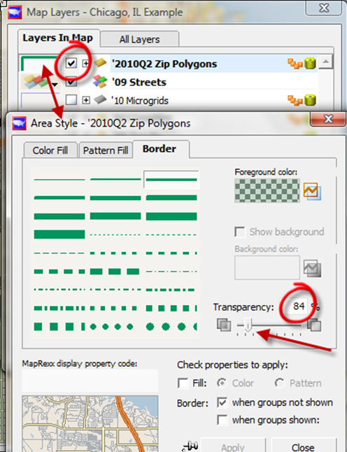 Choose 'Area Style', and move transparency towards zero (opaque).