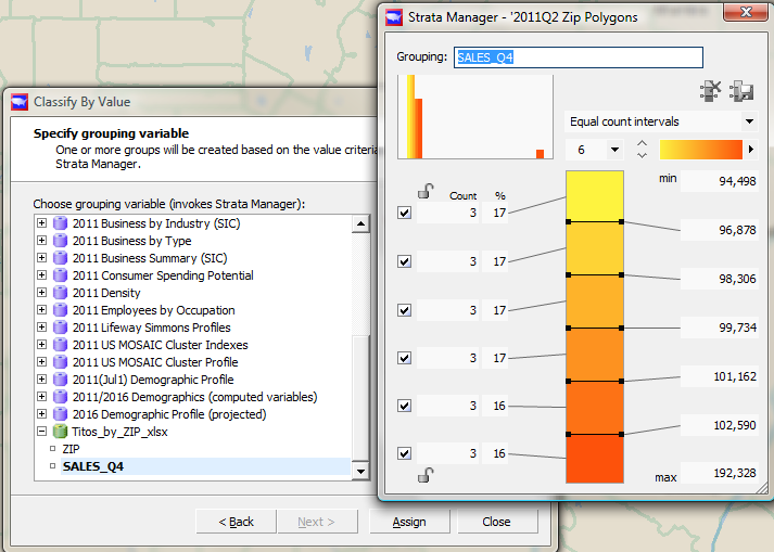 Imported data becomes a new datalist: click "SALES_Q4" (above lower left)