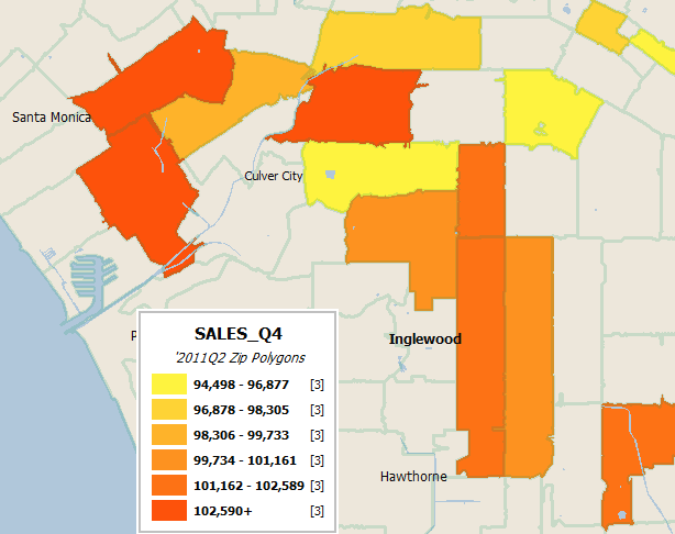 Tito's sales by ZIP in West L.A.