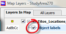 Layer labels must be checked "on"