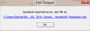 File output showing clickable blue link