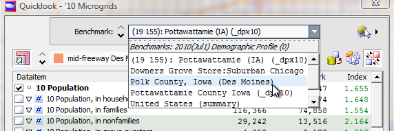 Benchmark selecting in Quicklook