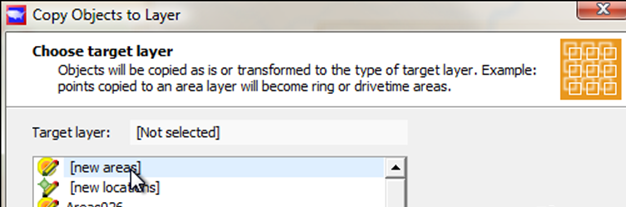 Target layer: New Areas