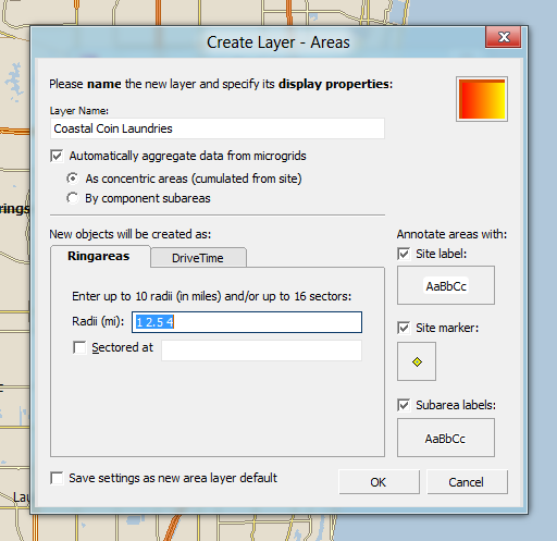 Name the layer, and specify the ring sizes