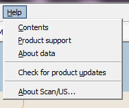 The Scan/US Help menu