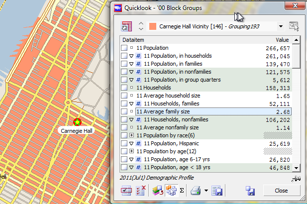 A geographic area centered on Carnegie Hall