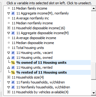 Select percentages with the triangle