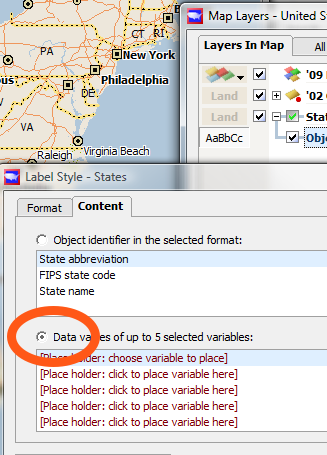 Click the triangle (red circle above) to choose variables