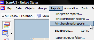 Get started by selecting "Print Benchmark reports" from the Report menu