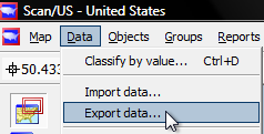 Export data