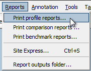 Choose Print profile reports.. from the Reports menu
