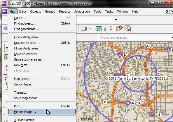 Select export image from the Map menu