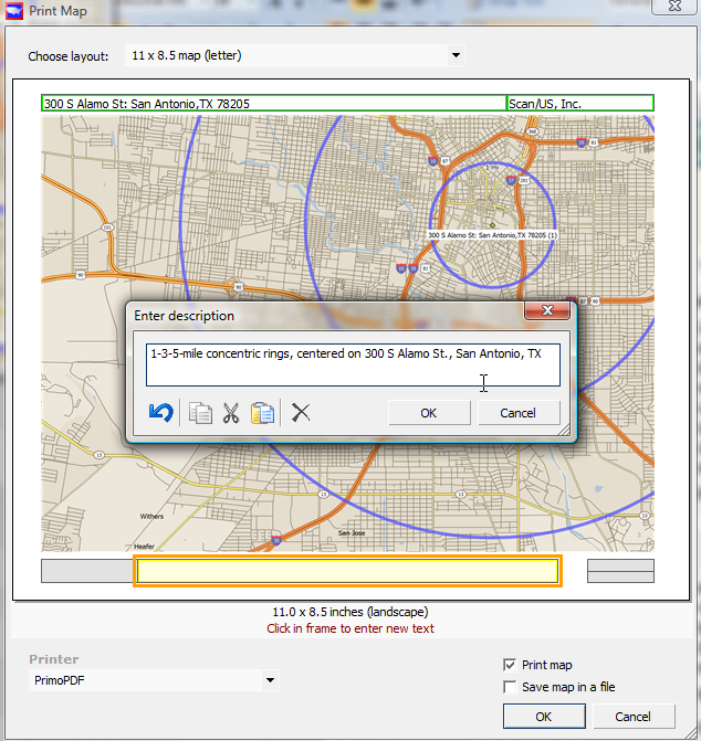 Print Map: customize output page with captions