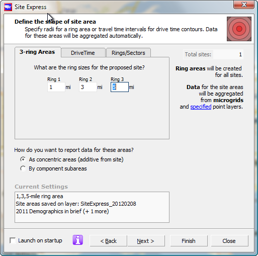 Define the shape: rings or drivetimes