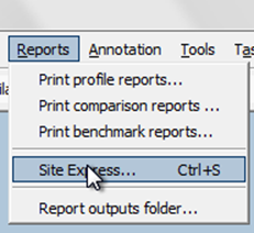 Choose "Site Express.." from the Reports menu