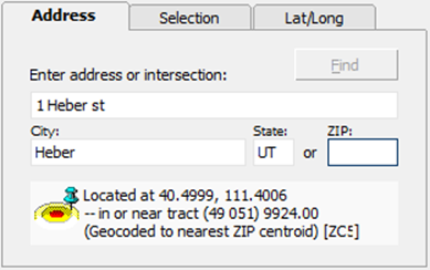 Here, Site Express is using the center point of the nearest ZIP code