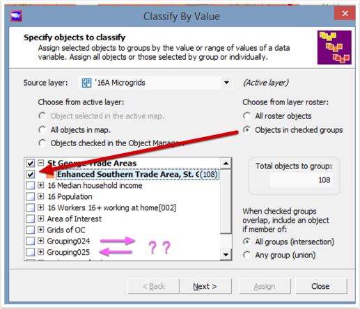 Objects in checked groups, and check your group.