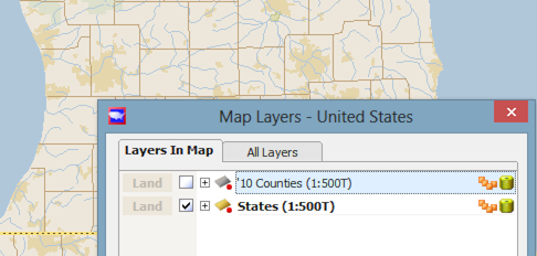 The map layers dialog