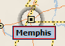Selected label (Memphis TN) highlighted in red