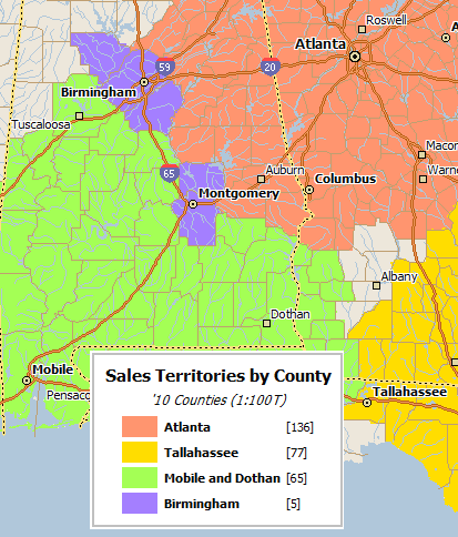 Territory building with groups of counties