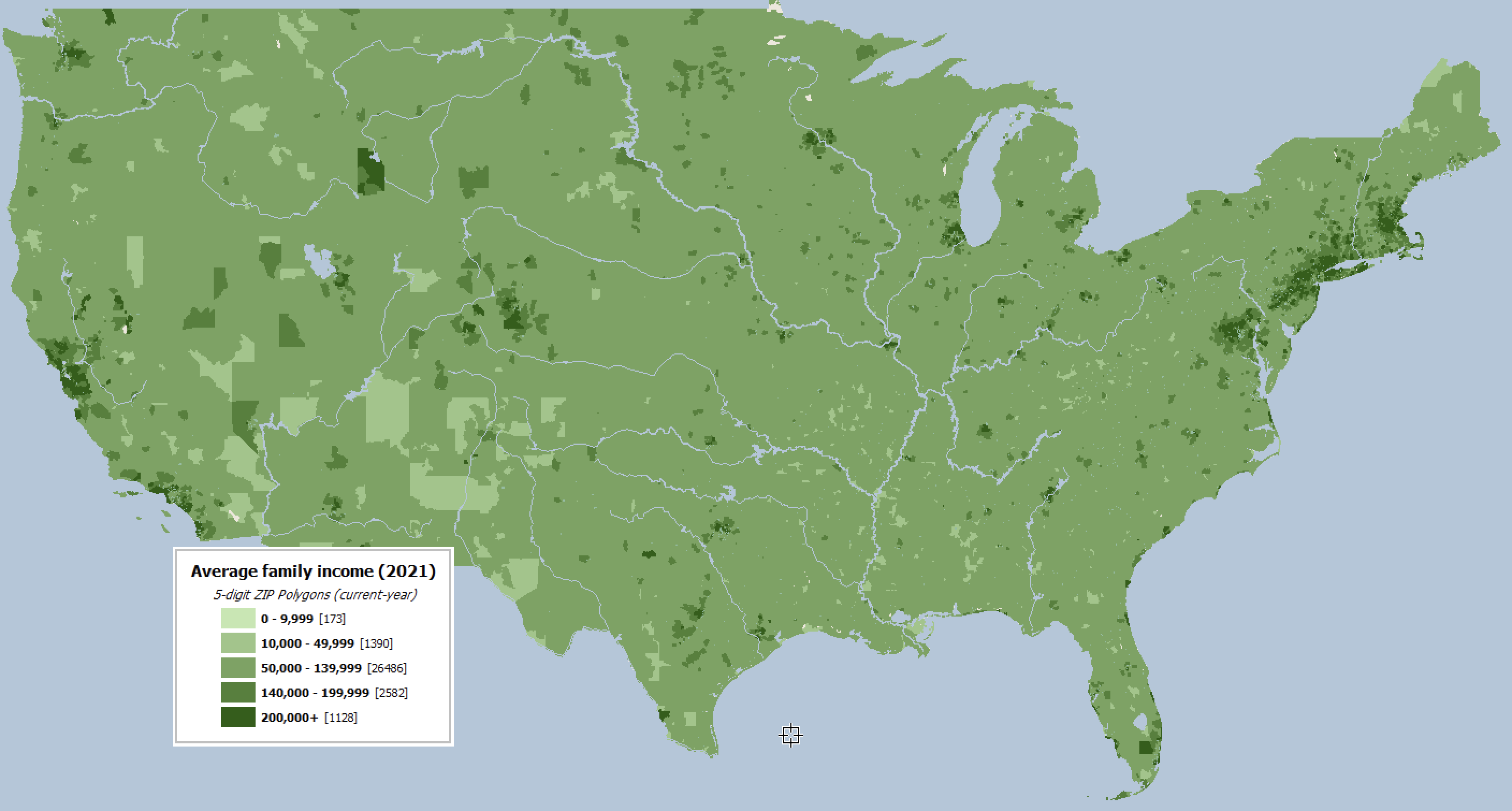 Average family income by US ZIP