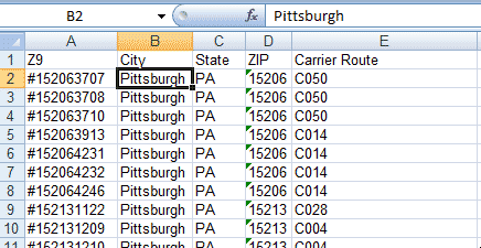 Excel output